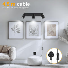 Modern ceiling light fixture with 4.5m cable in a living room setting