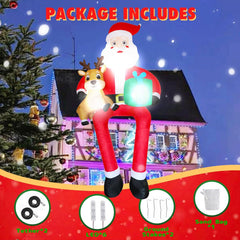 Santa holding gift box with reindeer baby