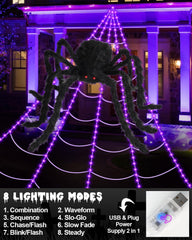 Spider Web Lights Halloween Outdoor 250 LED with Giant 48