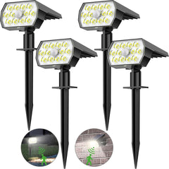 4-Pack Solar Garden Lights - 48 LED Security Lights with Motion Sensor, 3 Modes, 6500K Cool White, IP65 Waterproof Solar Spotlights for Yard, Pathway, Wall, and Porch