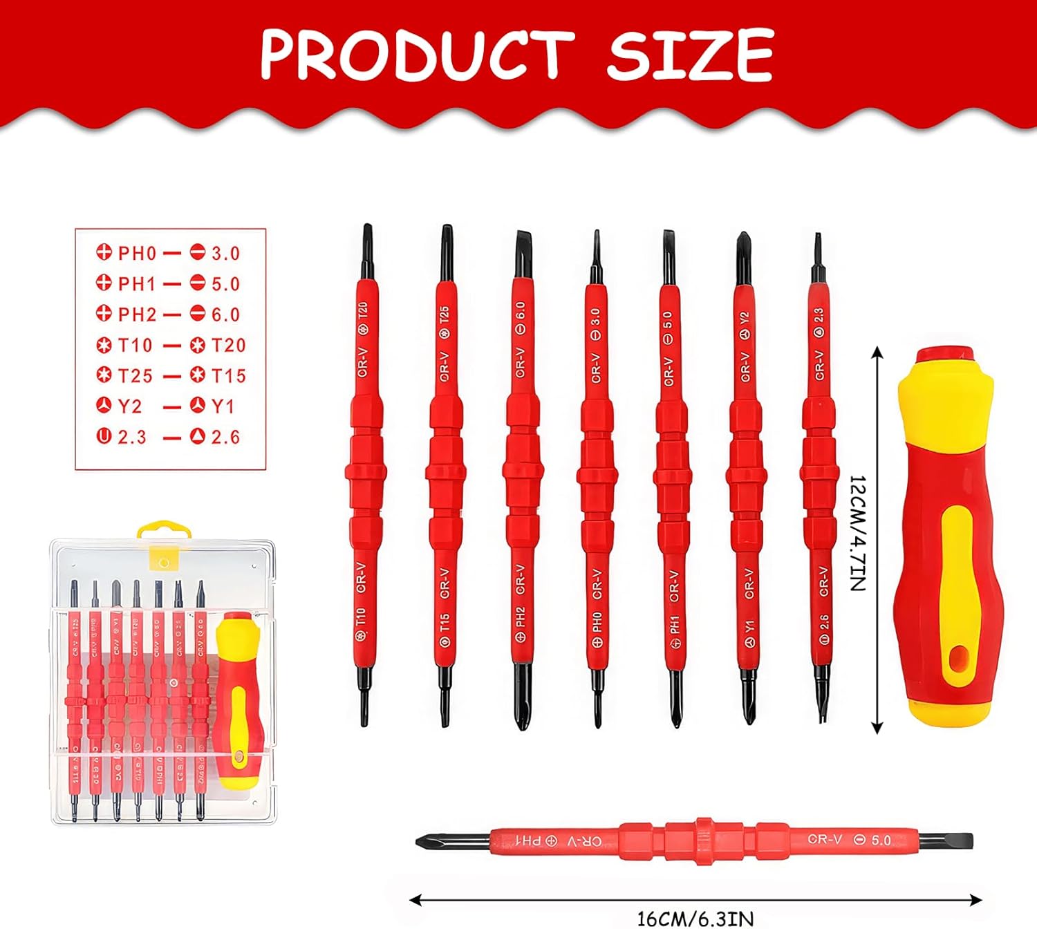 8 Pcs Screw Driver Set, VDE Interchangeable Blade Screwdriver Set, 7 in 1 Insulated Screwdriver Tool Kit, Multifunctional Repair Tool Accessories Set for Home and Professional Use