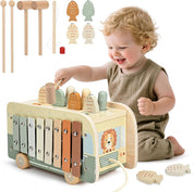Vanplay Montessori Wooden Toy 7-in-1 – Hammer, Xylophone & Fishing Game for Toddlers