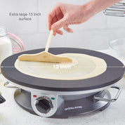 13 Inch Black Electric Crepe & Pancake Maker 1200W – Adjustable Temperature Hotplate