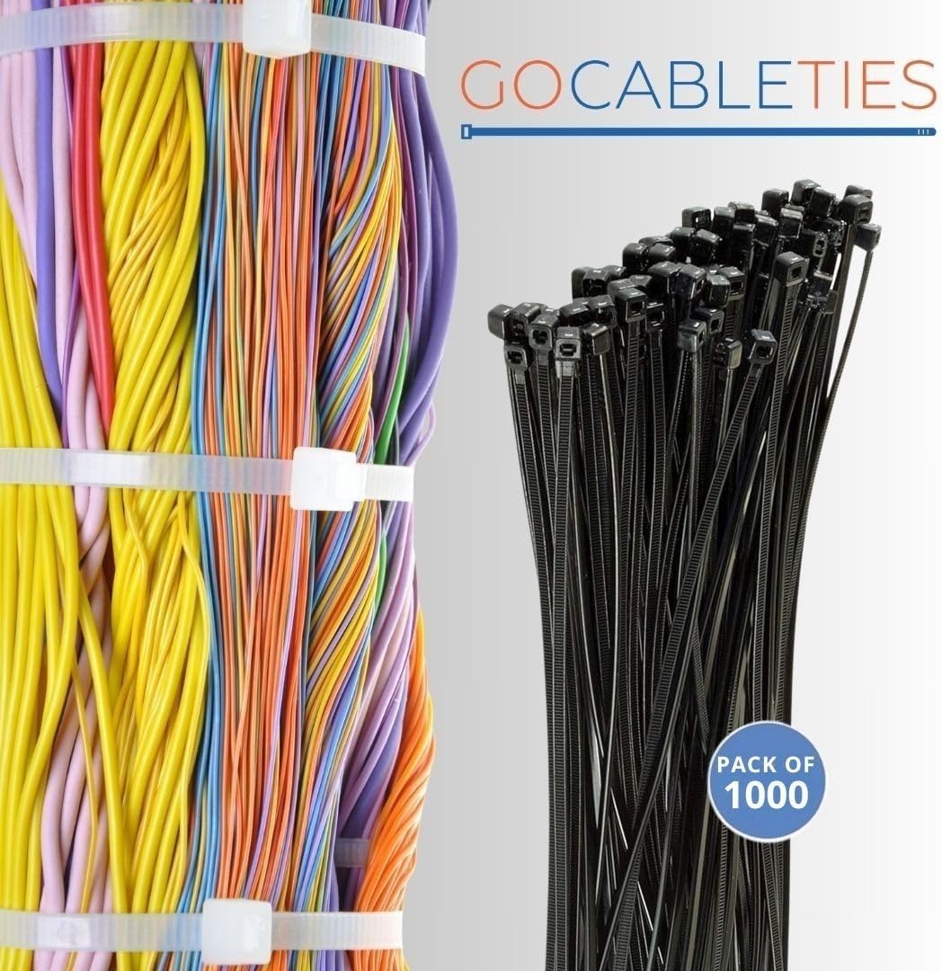 Gocableties Black Nylon Cable Ties 300mm x 3.6mm – Pack of 1000