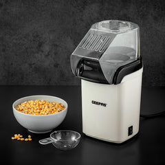 Geepas 1200W Electric Popcorn Maker – Oil-Free Hot Air Popper, White & Black
