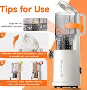Cold Press Juicer Machine 135mm Feed Chute 200W Slow Juicer 1.5L