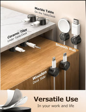 6-Pack Magnetic Cable Tidy Clips – 360° Rotating Twist-Lock Cord Organiser