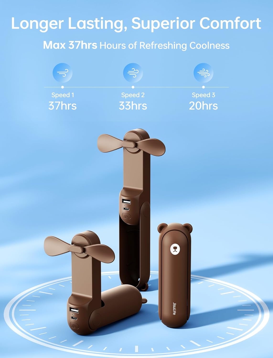 Portable Handheld Fan with 4500mAh Powerbank - Brown