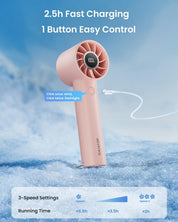 Mini Turbo Handheld Fan with LED Torch Pink