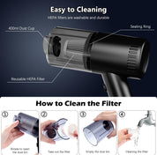 Cordless Handheld Vacuum Cleaner 15000Pa Powerful Suction, Lightweight Mini Car Vacuum with Fast USB Charging for Home, Sofa, Bed, Office & Pet Hair Cleaning