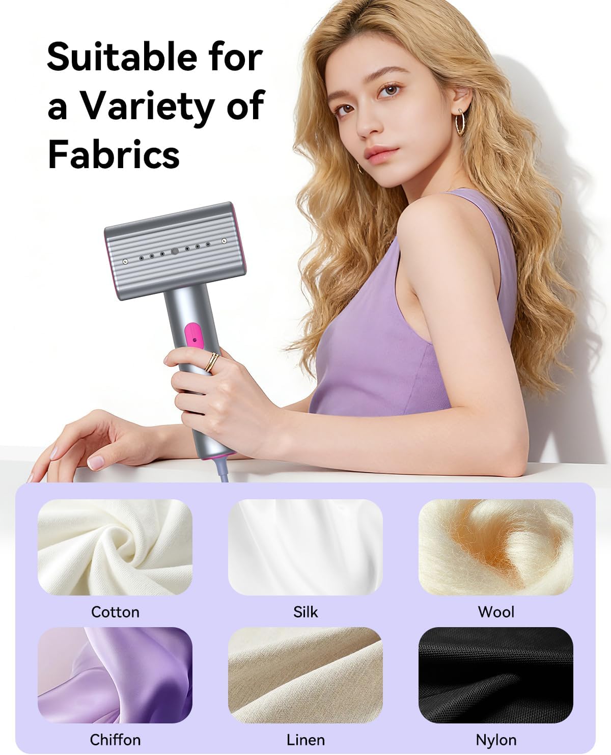 Travel Clothes Steamer, 15s Fast Heat-up, clothes steamer handheld, 20 Minutes of Continuous Ironing Handheld Garment Steamer for Travel and Home (Purple)