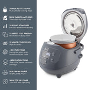 Yum Asia Panda Mini Rice Cooker – 0.63L Ninja Ceramic Bowl, Fuzzy Logic, 8 Cooking Functions, LED Display, 220-240V