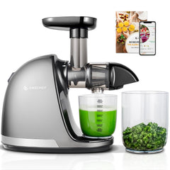 AMZCHEF Juicer Machines - Cold Press Slow Juicer - Masticating Juicer for Whole Fruits and Vegetables - Delicate Chew No Need to Filter - BPA Free Juice Extractor with 2 Cups and Brush - Black