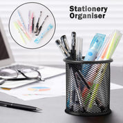 2 Pack Metal Mesh Pen Holders – Desk Organizer for Office Stationery, Black