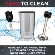 Sensio Home Hand Blender 200W Stick Immersion Blender – Black Handheld Food Processor with Stainless Steel Blade for Soups & Smoothies