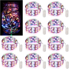 10 Piece Fairy Light String – 2 Meter Copper Wire, USB Operated, 20 LED Beads, Waterproof, Multicolor for DIY Glass Lights and Party Atmospheres