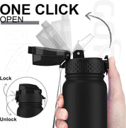 600ml Insulated Stainless Steel Water Bottle – Leakproof Flask with Straw & Strap