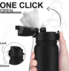 600ml Insulated Stainless Steel Water Bottle – Leakproof Flask with Straw & Strap
