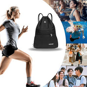 Drawstring Gym Sport Bag – Waterproof Zipper Backpack for Travel, School & Hiking