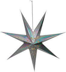 Large Silver Snowflake LED Paper Star Lantern – 40 cm Decorative Christmas Hanging Ornament