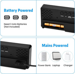 Mains Powered LED Digital Alarm Clock – Time, Date, Temperature, Snooze, Adjustable Brightness