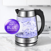 Aigostar Glass Kettle 1.7L 2200W with LED Lighting, Boil Dry Protection, BPA Free