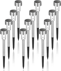 GIGALUMI Solar Outdoor Garden Lights – 12-Pack LED Stainless Steel Pathway and Landscape Lights