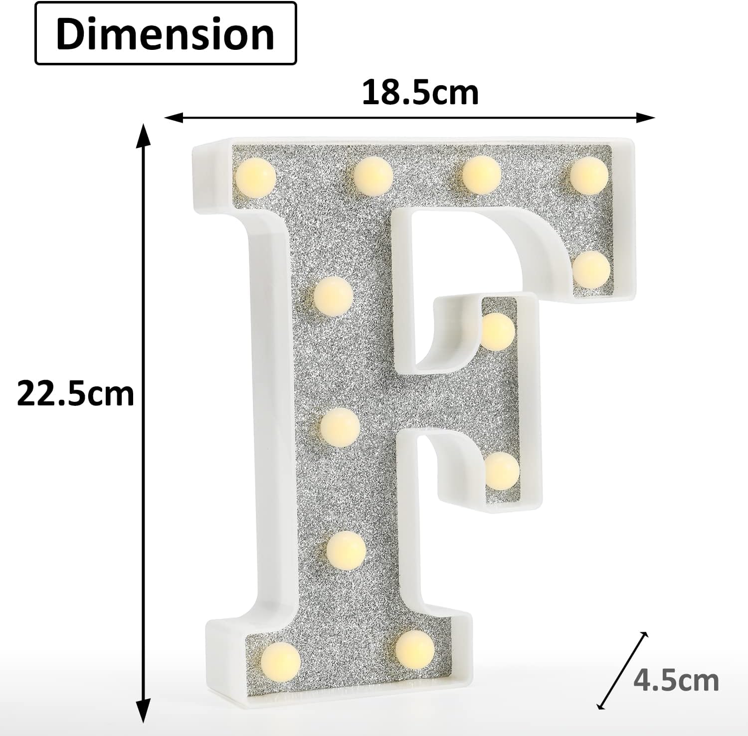 Glitter LED Letter Light F with Remote 18 Colors
