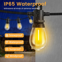 Outdoor Festoon Lights 24V 15M with Remote, IP65 Waterproof S14 Bulbs