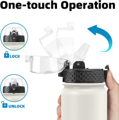 1L Stainless Steel Water Bottle – Vacuum Insulated, Leakproof Flask with Straw