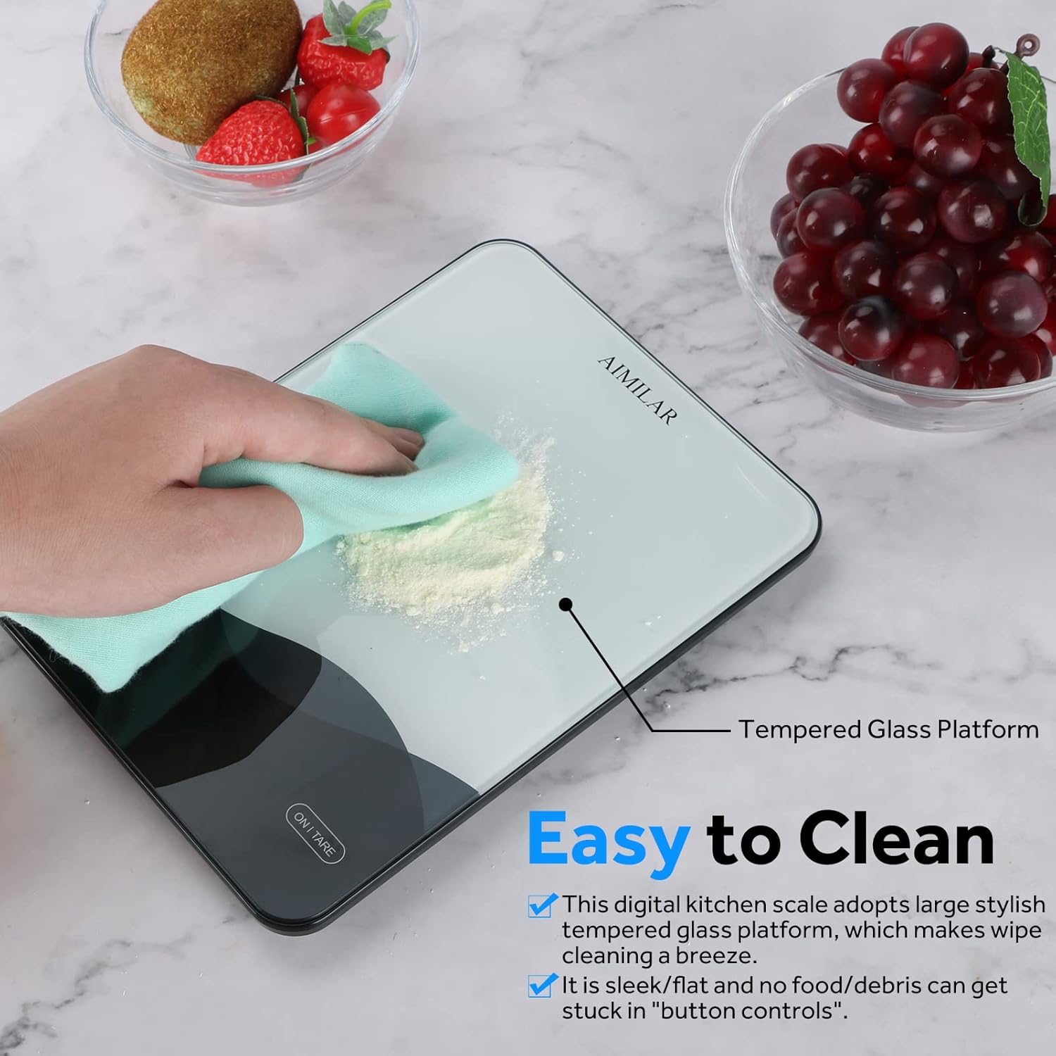 AIMILAR Rechargeable Digital Kitchen Scale, 22lb LED Display, Ounces & Grams
