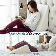 Extra Large Foam Wedge Cushion – Bed & Leg Rest Pillow with Washable Cover, 20