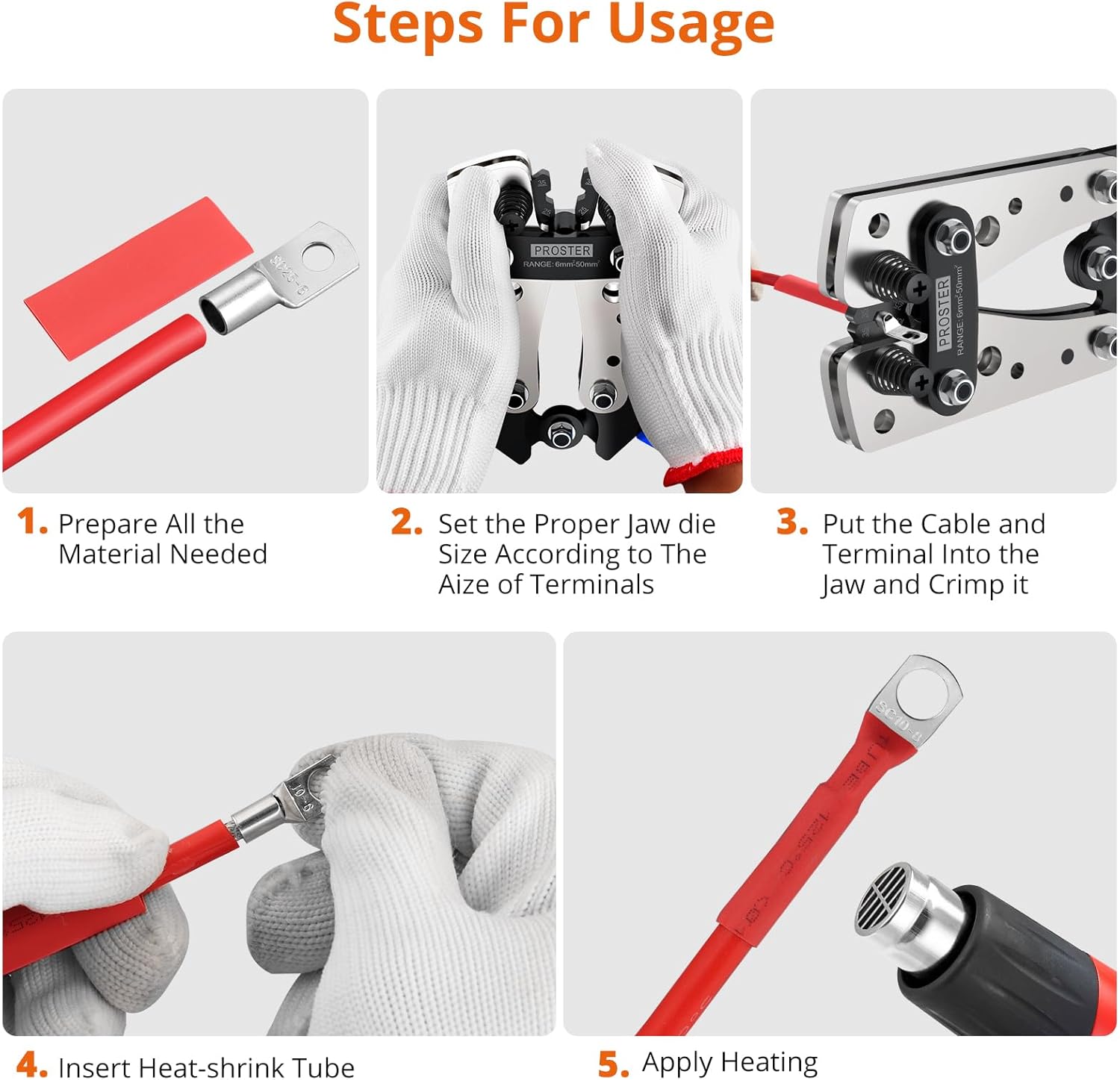 Battery Cable Lug Crimping Tool 6–50mm² Set