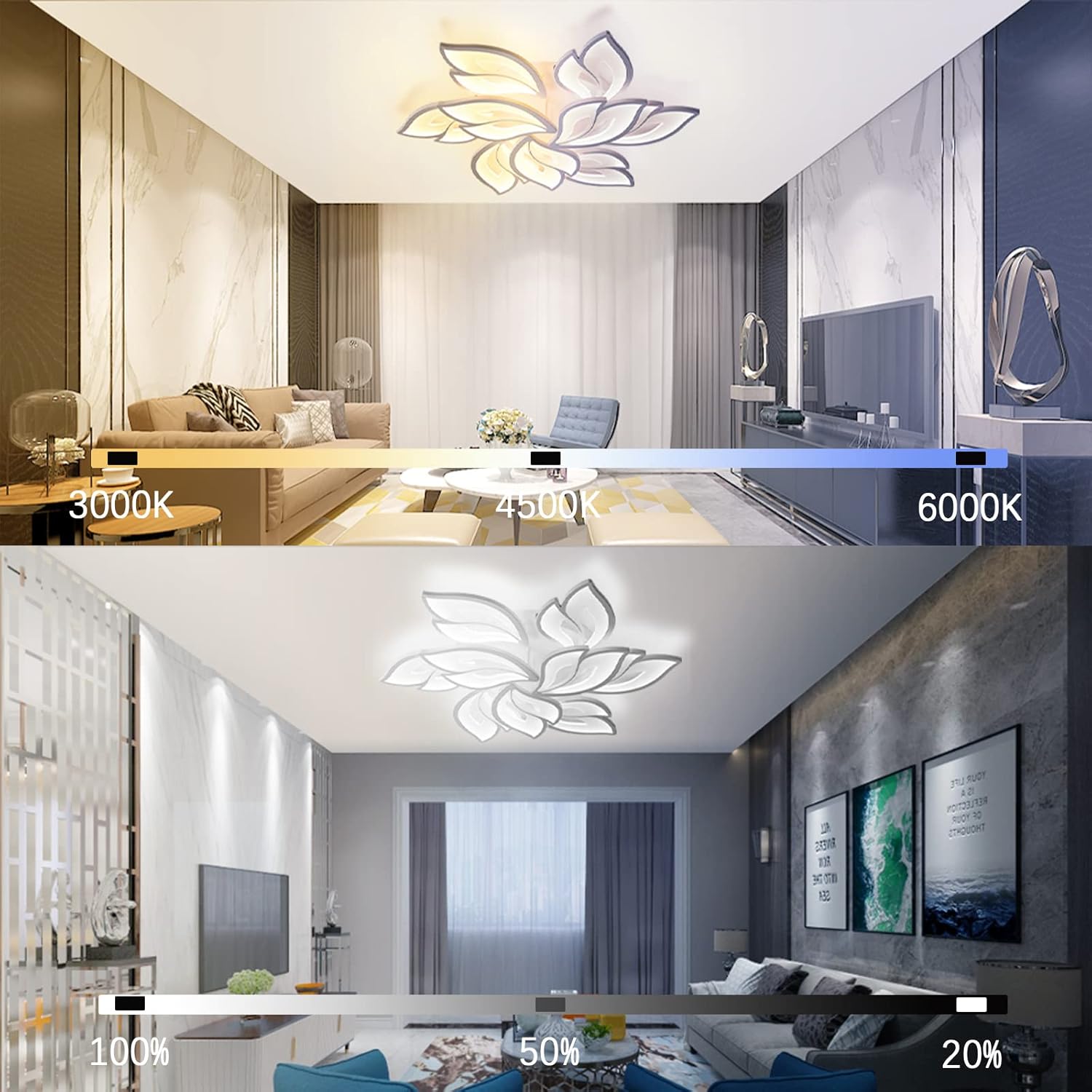 LED Ceiling Light 70–140W Dimmable Modern Lamp with Remote & App Control, Colour Changing Energy-Saving Lighting for Living Room/Bedroom