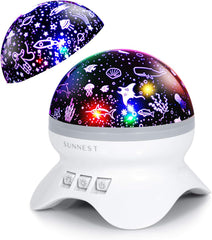 Baby Night Light Kids Projector, Starry Sky Lights Lamp 360 Degree Rotating Space and Ocean Themes with 8 Lighting Modes, Star Projector Gifts for Boys and Girls - White