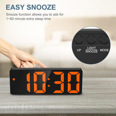 Upgraded LED Digital Alarm Clock – Temperature, Adjustable Brightness, Voice Control, 12/24H