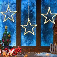 3PCS Snowflake Christmas Window Lights, Battery Operated with Suction Cups, Fairy Lights for Indoor and Outdoor Decorations