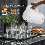 Taylor Swoden 1.5L Electric Kettle – Double Wall Insulated Cordless Kettle, 2200W Fast Boil, Cool Touch, Quiet Boiling, White