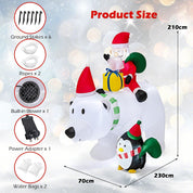 Garden display with inflatable polar bear and Santa