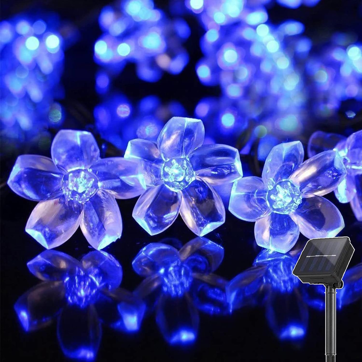 Solar Fairy Lights Outdoor, 7 m 50 LED Solar Cherry Blossom Outdoor Garden 8 Modes Flowers Solar LED Fairy Lights Waterproof Solar Fairy Lights for Garden, Balcony, Wedding, Fence, Decorations