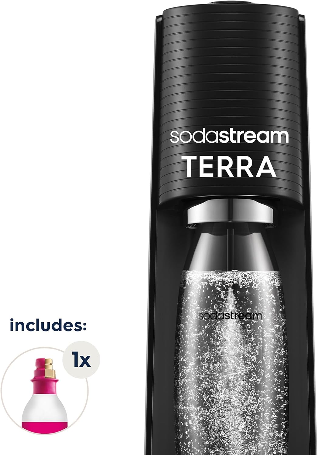 SodaStream Terra Sparkling Water Maker – Black – Quick Connect CO2 System – 60L