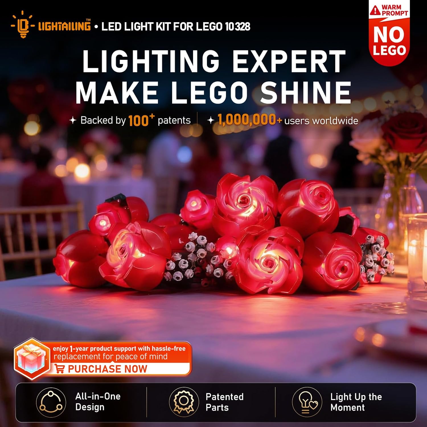 LIGHTAILING LED Light Kit for Lego 10328 Bouquet of Roses