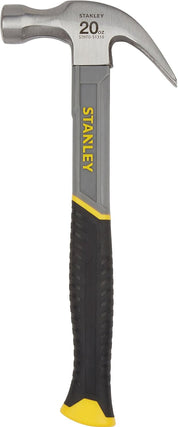 STANLEY 20oz. Curved Claw Fibreglass Hammer, High-Carbon Steel, Vibration Dampening, Ergonomic Anti-Slip Grip, 570g, STHT0-51310