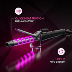 Curling Tong Hair Styling Tool – Ceramic Curling Wand with Swivel Cord & Cool Tip