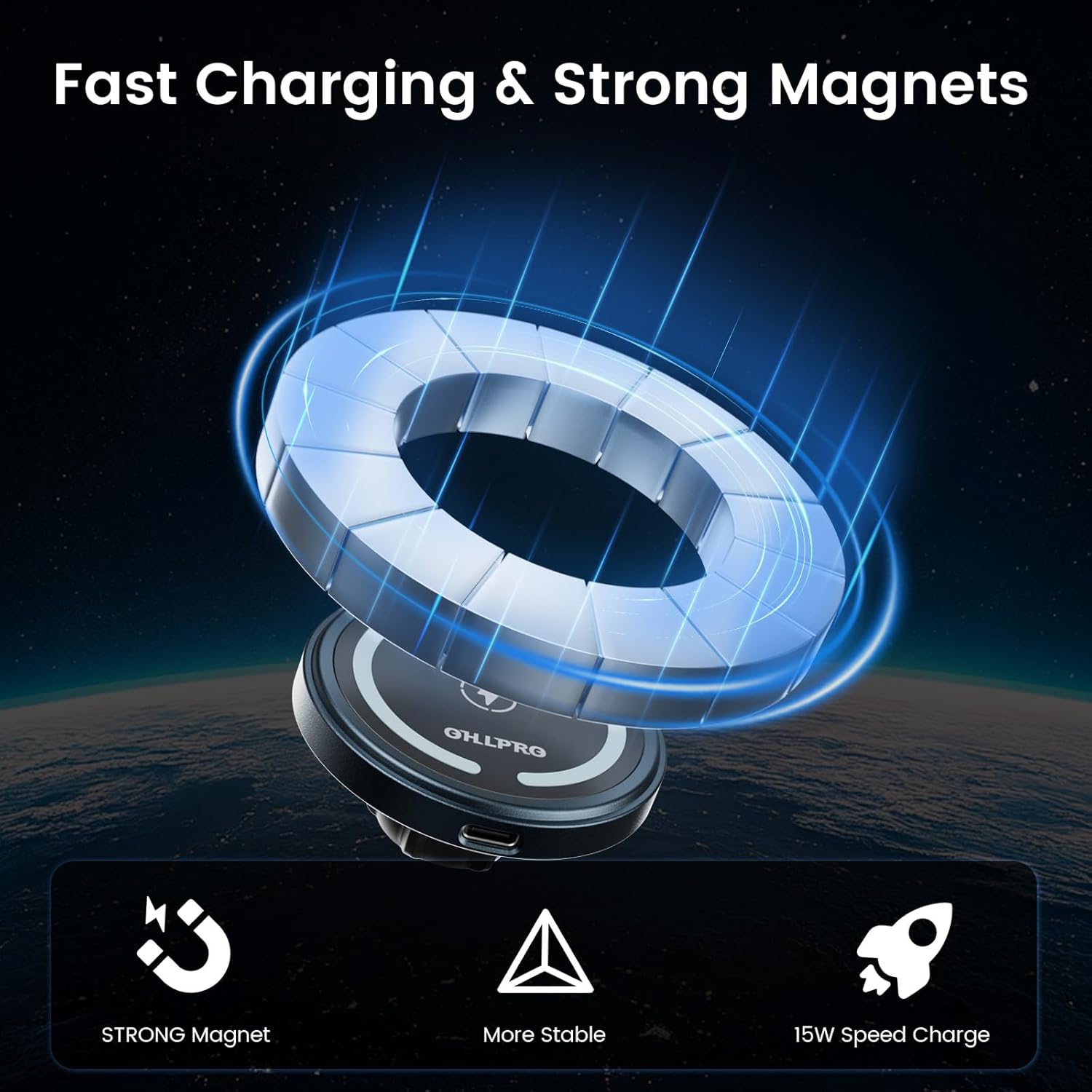 iPhone 16 MagSafe Car Mount Charger with Extended Arm – Grey