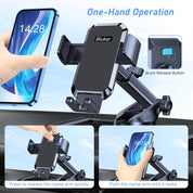 Blukar Black Car Phone Holder 360° Adjustable Mount with Strong Suction & One-Touch Release