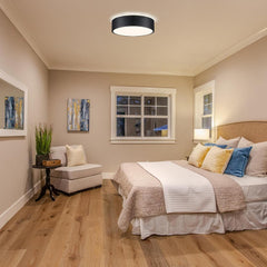 Modern LED Ceiling Light, 24W 4000K Black Metal Flush Mount Lamp 11.8 Inch for Bedroom, Living Room, Kitchen, Bathroom, Hallway, Dining Room, Lounge