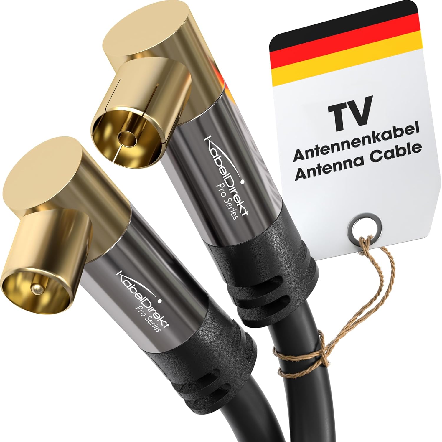 KabelDirekt – 4K TV Aerial Cable, Coaxial Cable, 90° Angled – 10m – Digital & Analogue – Available in 0.5-20m (Angled Plug/Socket, DVB-C/DVB-T/DVB-S, black)