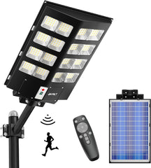 3200W Solar Street Lights Outdoor,320000LM 6500K Commercial Parking Lot Lights Dusk to Dawn, Waterproof Solar Security Flood Lights with Motion Sensor and Remote for Yard, Garage, Driveway