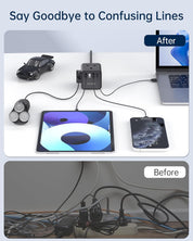 4 Way Extension Lead with USB Slots, 13A/3250W Multi Plug Socket, 1.5M Cable for Home, Office, Travel